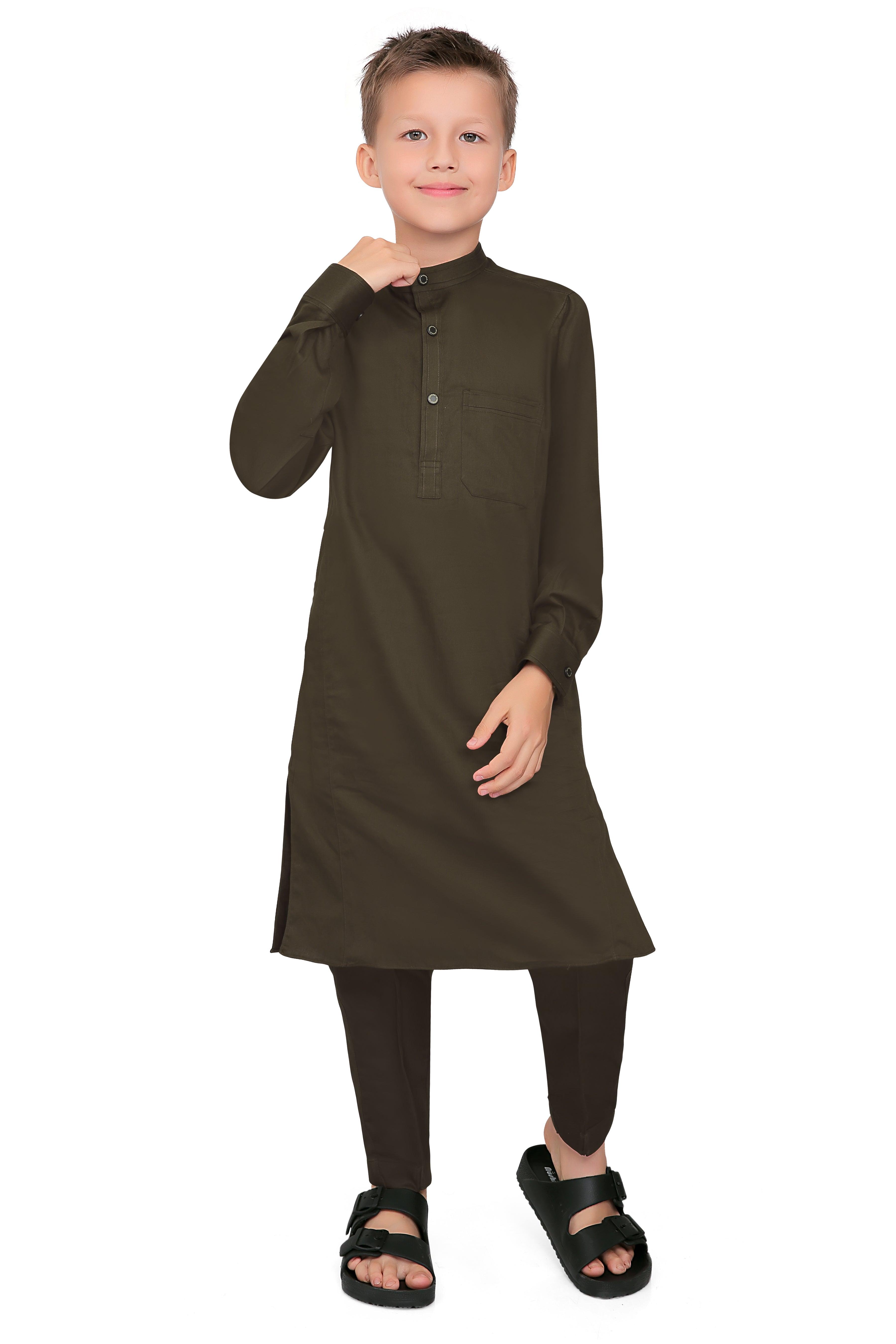 Terfi Brown Kali Kurta for Kids - Mashroo