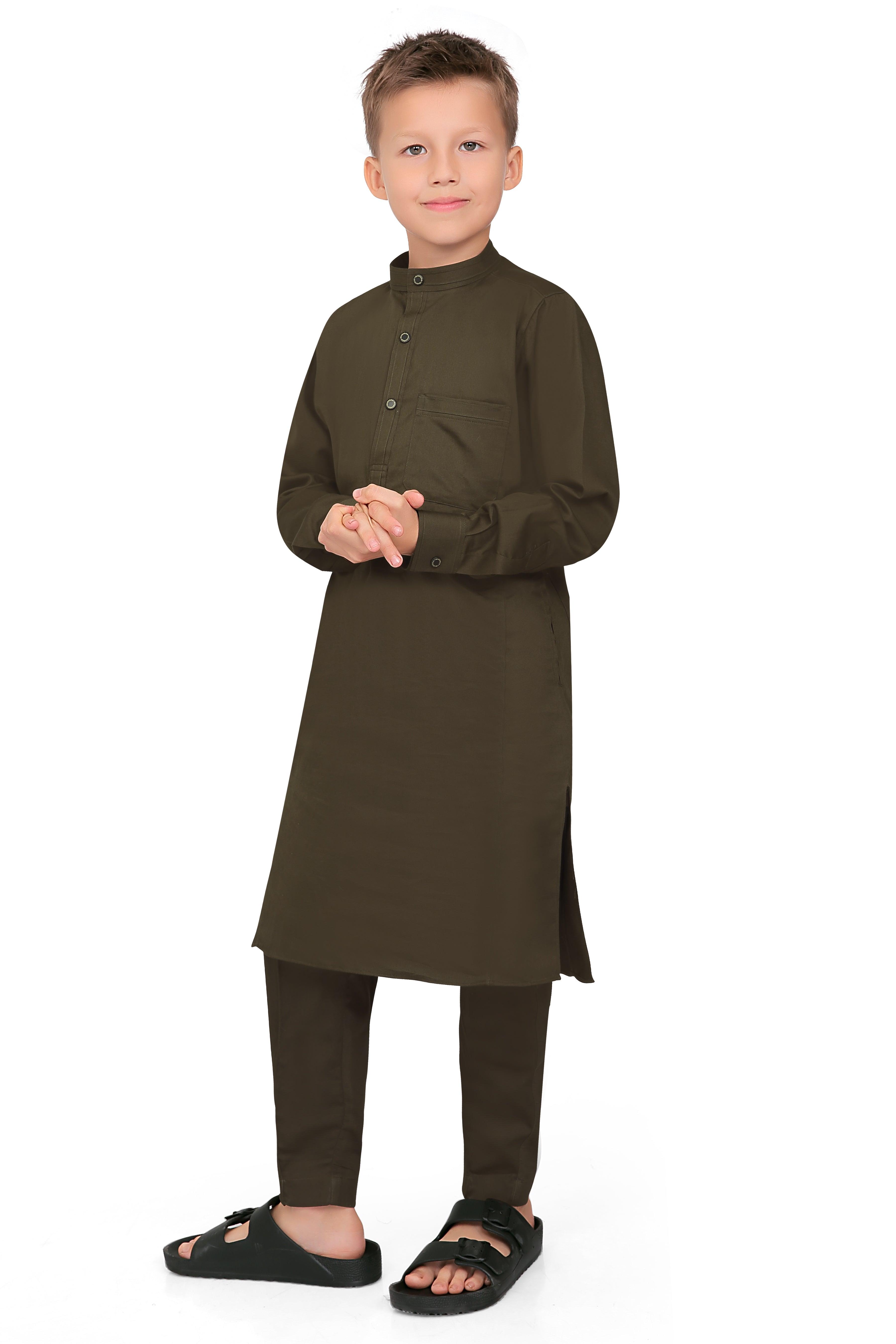 Terfi Brown Kali Kurta for Boys - Mashroo