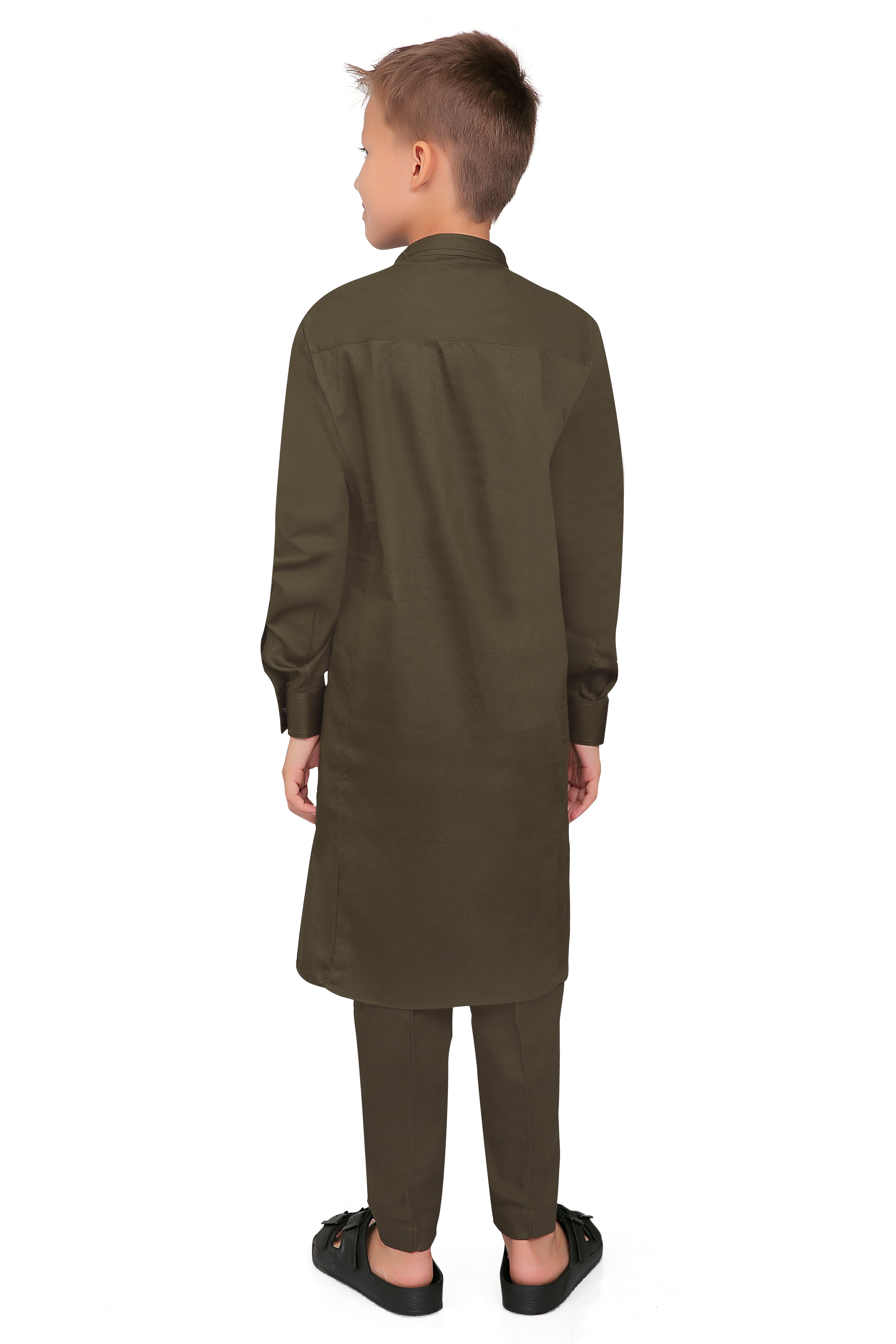 Terfi Brown Kali Kurta for Boys - Mashroo