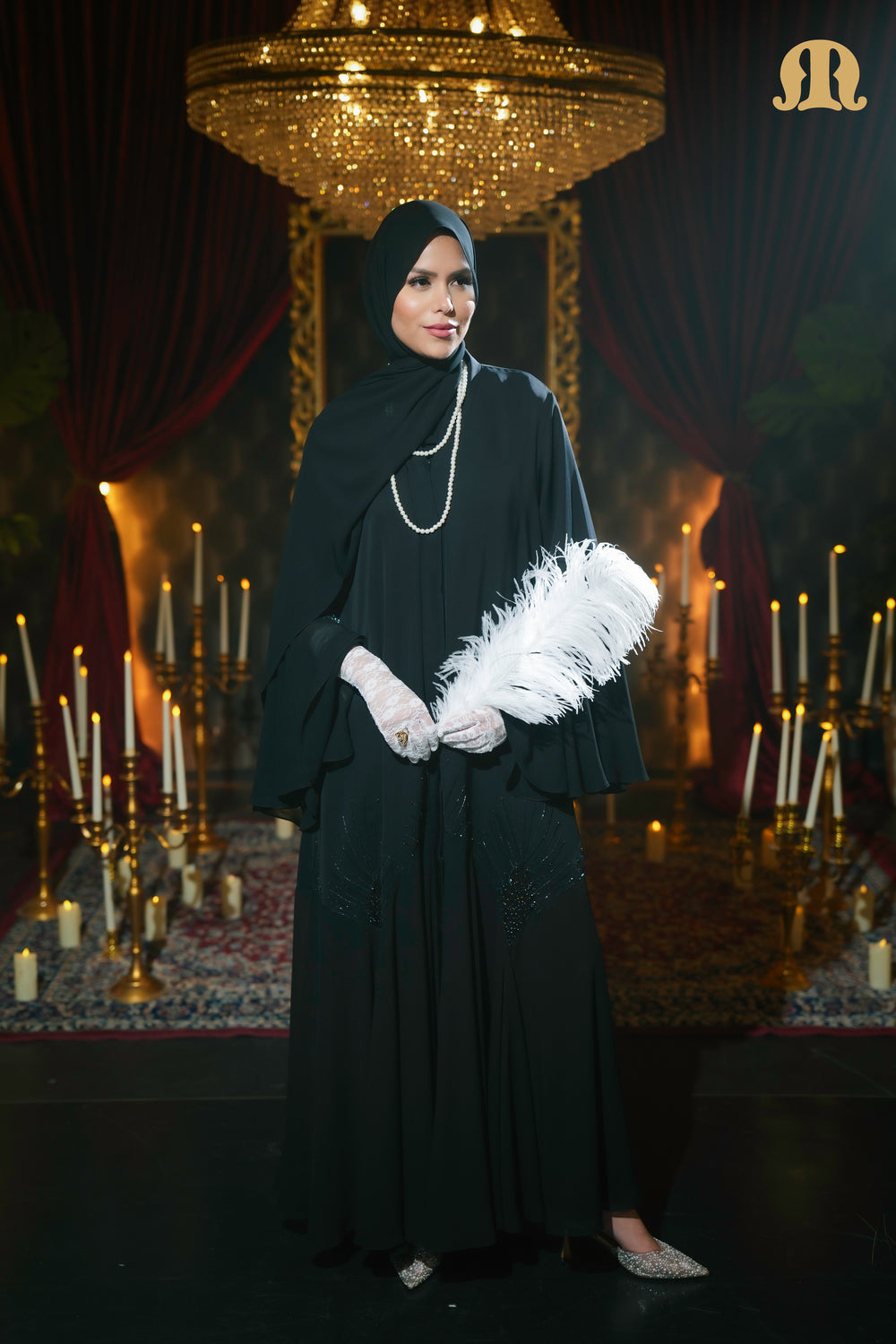 Hazel Handwork Abaya Black