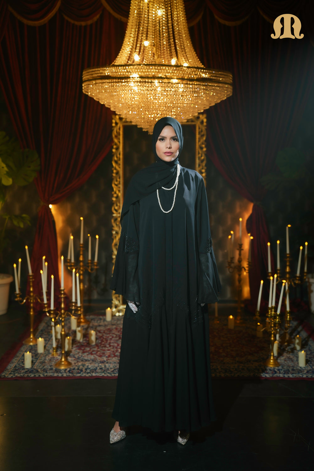 Hazel Handwork Abaya Black