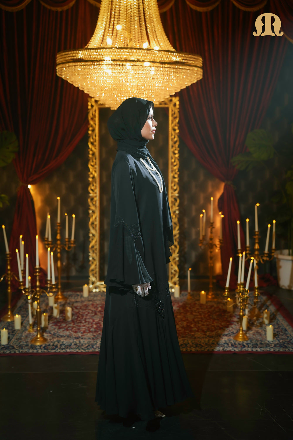 Hazel Handwork Abaya Black