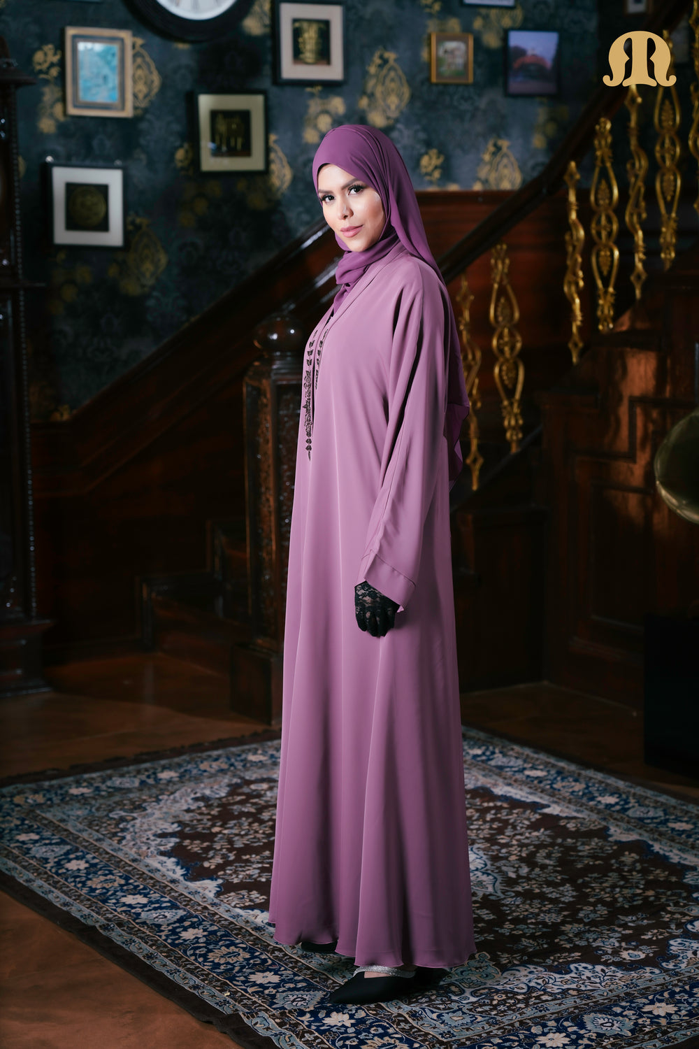 Gwen Lilac Handwork Abaya