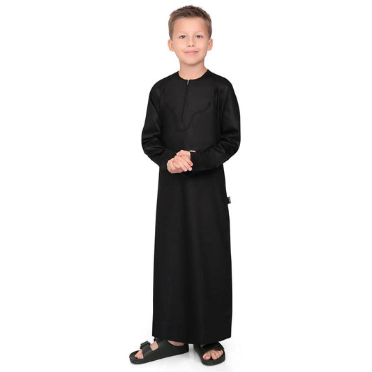Kurvig Omani Black Thobe for Kids - Mashroo