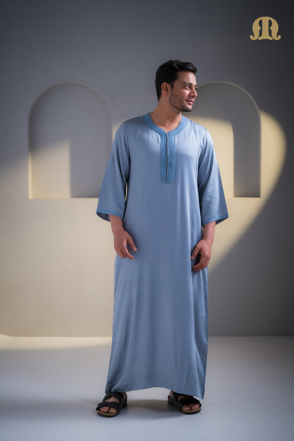 Erkek Moroccan Grey Thobe For Men