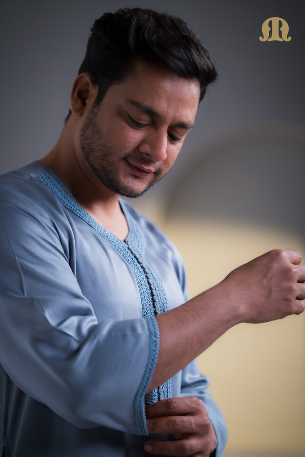 Erkek Moroccan Grey Thobe For Men