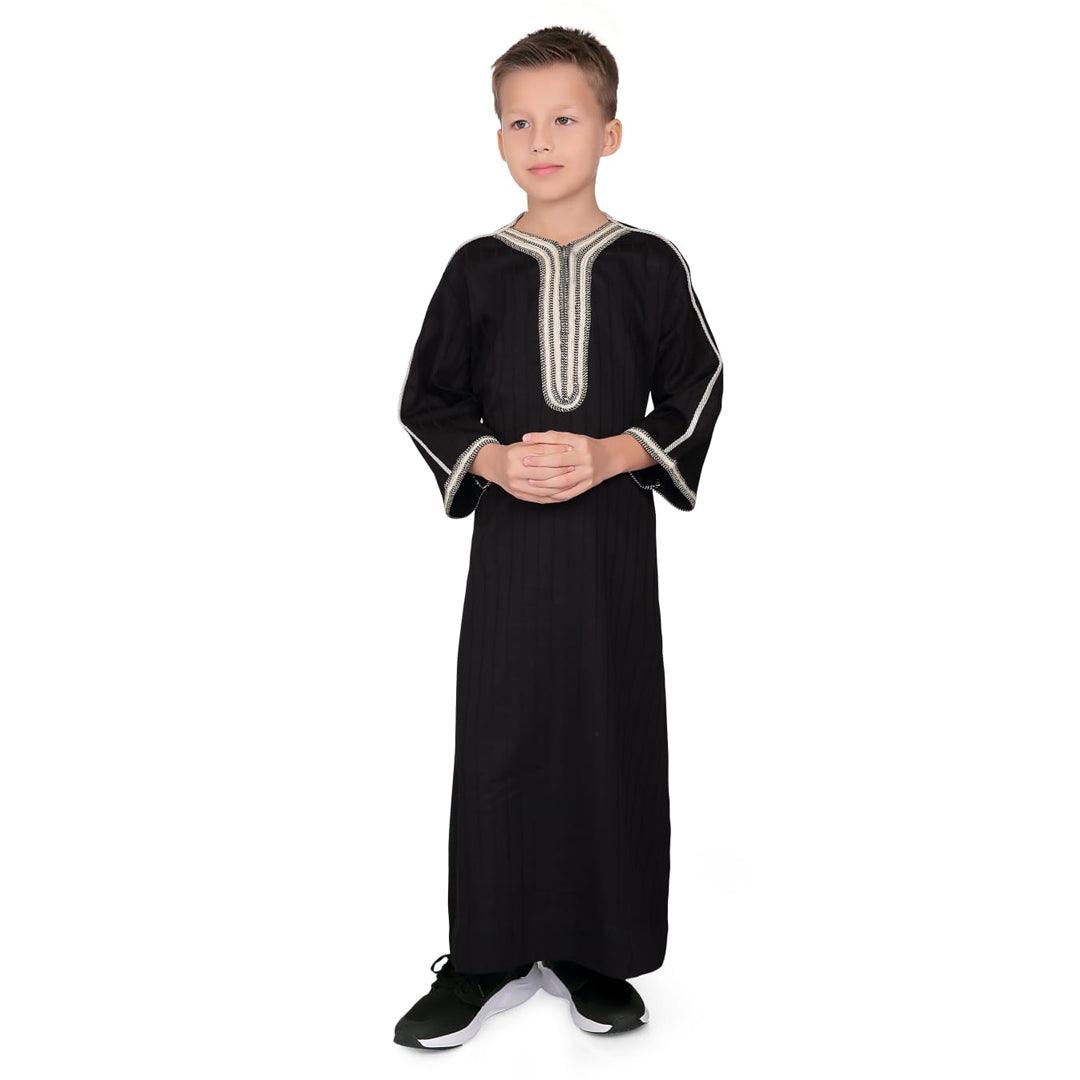 Ezzal Moroccan Black Thobe for Kids - Mashroo