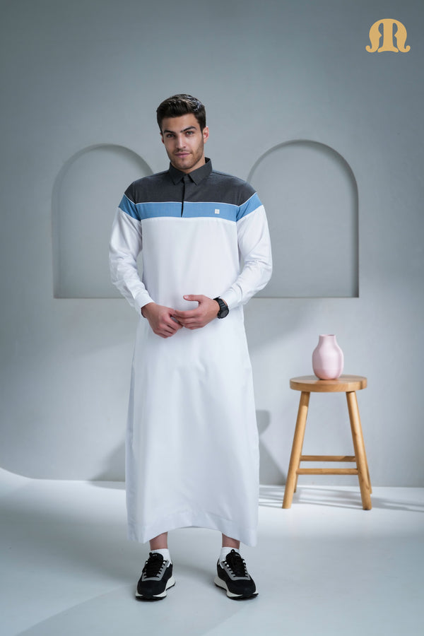 ثوب بلومي أبيض للرجال