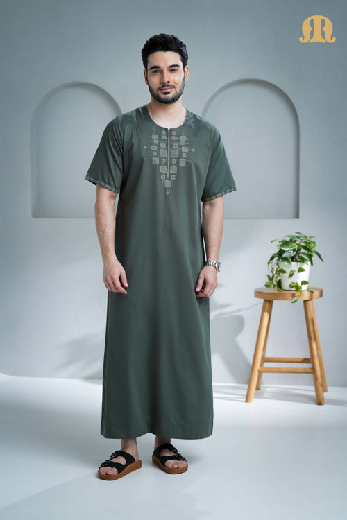 أونداف ثوب نصف كم أخضر للرجال