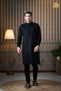 पुरुषों के लिए टेरफ़ी काली कुर्ता काला 2.0