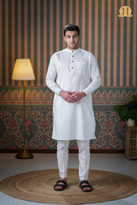 पुरुषों के लिए टर्फी काली कुर्ता सफेद 2.0