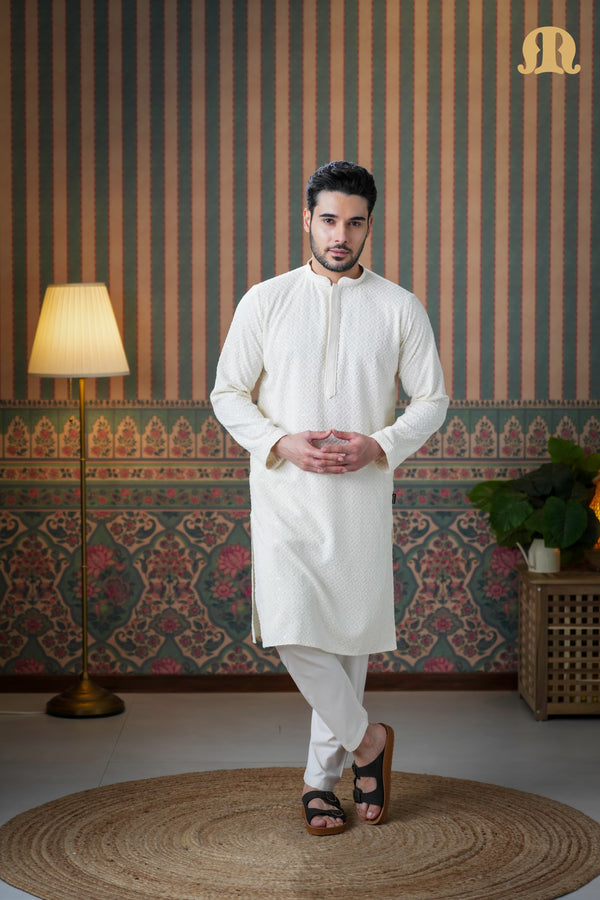 Haydos Chikankari Kurta Cream 2.0 for Men