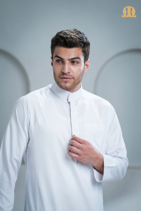 Kurvig Saudi White Thobe Men