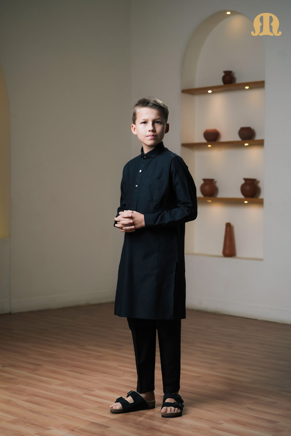 Asiri Black Kali Kurta Set Boys