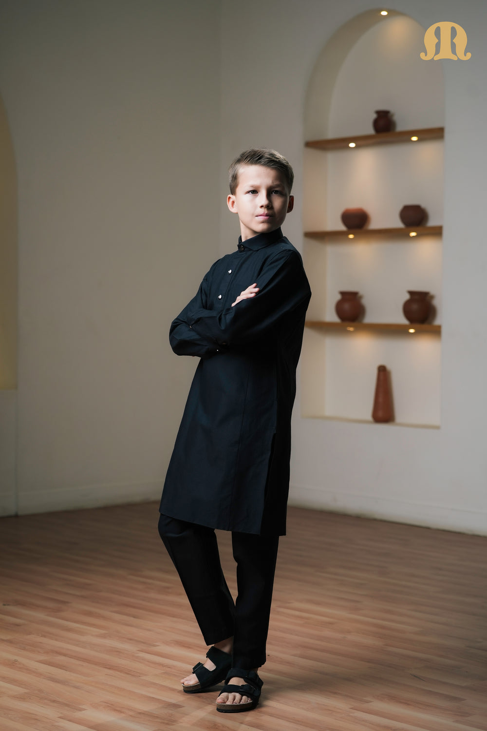 Asiri Black Kali Kurta Set Boys
