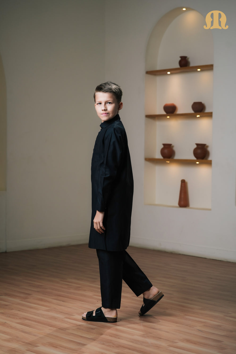 Asiri Black Kali Kurta Set Boys