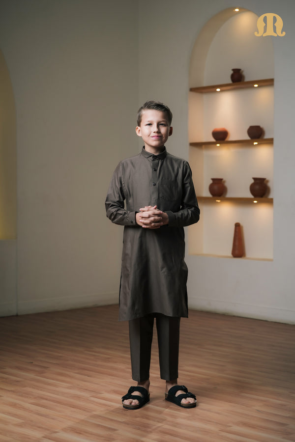 Asiri Brown Kali Kurta Set Kids