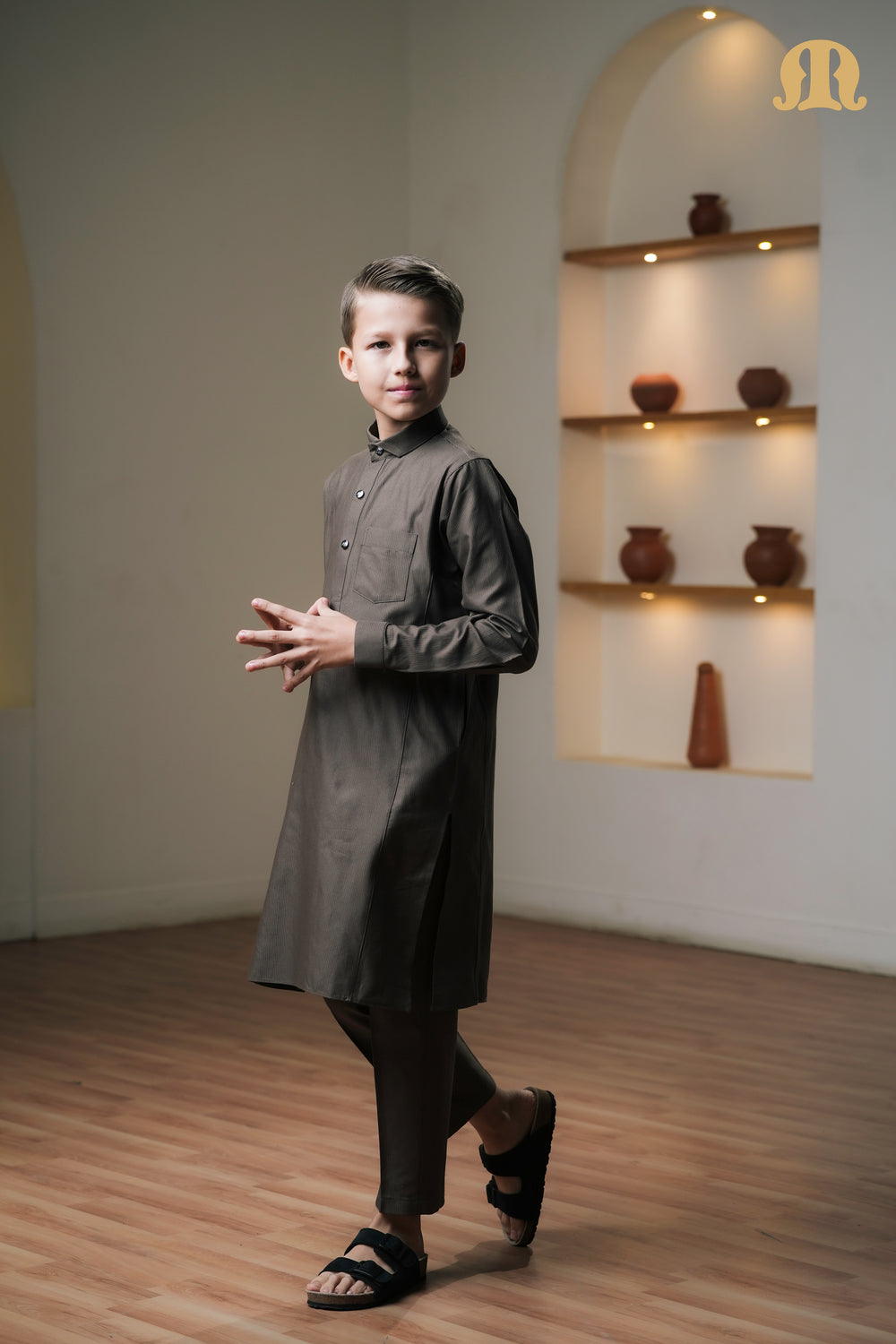 Asiri Brown Kali Kurta Set Boys