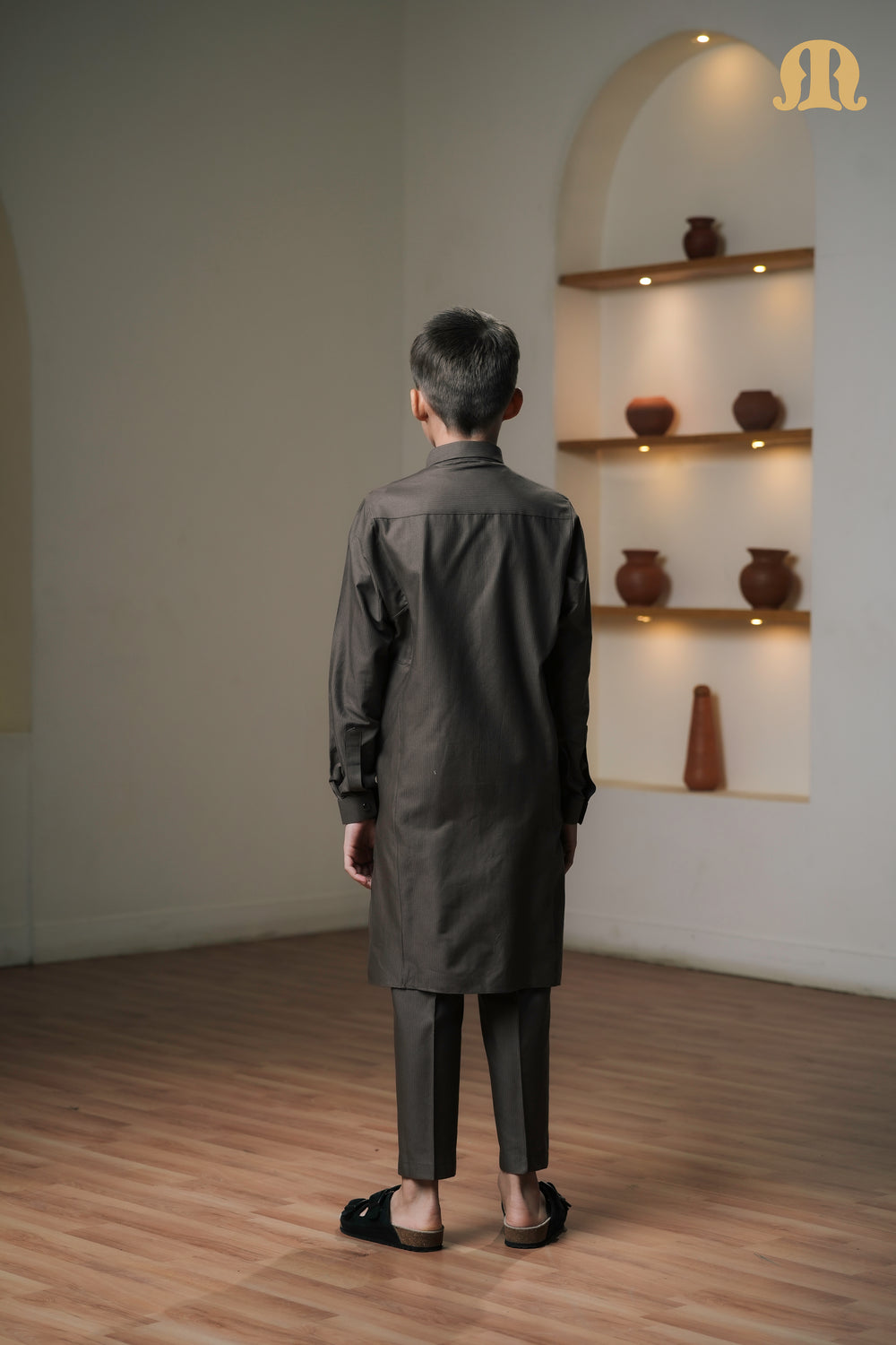 Asiri Brown Kali Kurta Set Boys