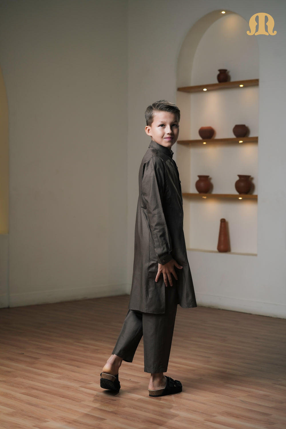 Asiri Brown Kali Kurta Set Boys