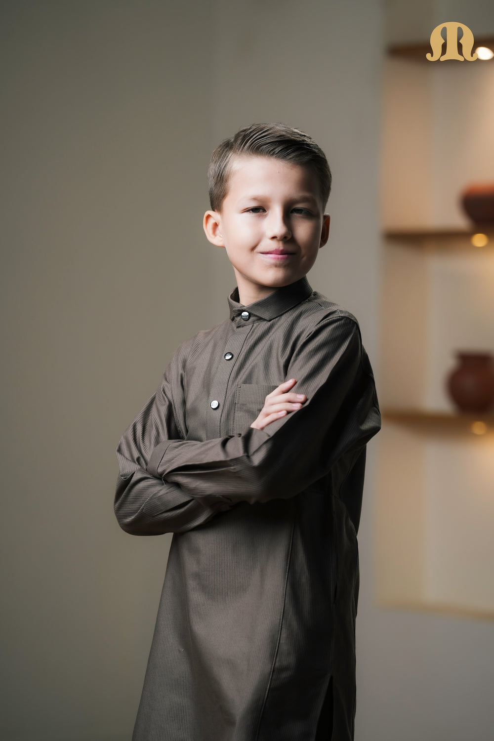 Asiri Brown Kali Kurta Set Boys
