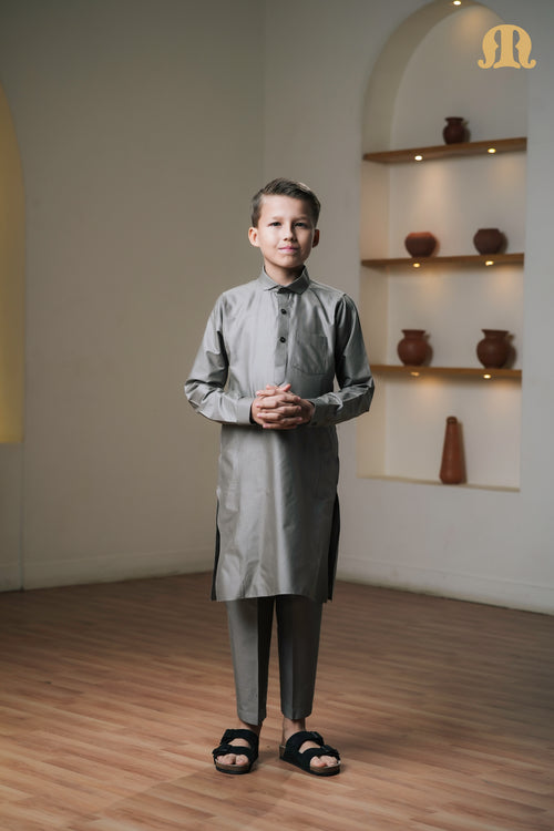 Asiri Grey Kali Kurta Set Boys