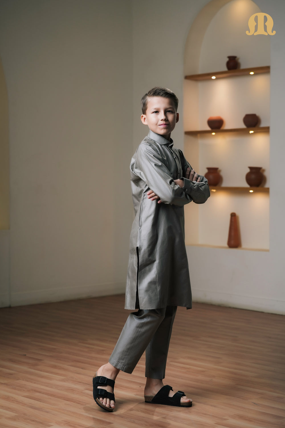 Asiri Grey Kali Kurta Set Boys