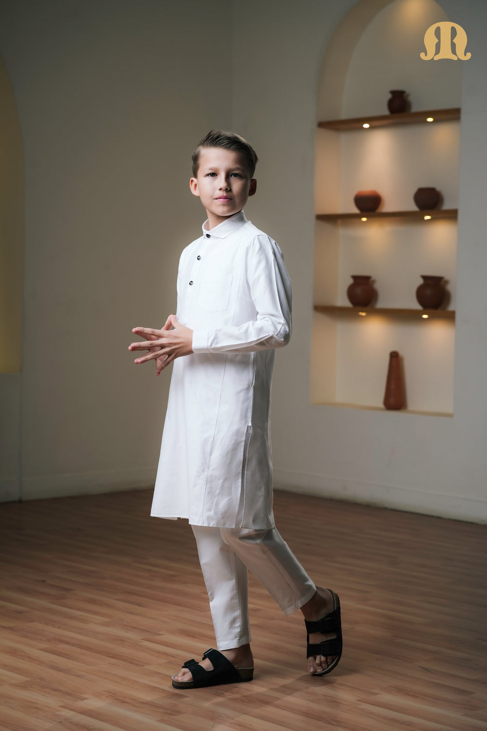 Asiri White Kali Kurta Set Boys
