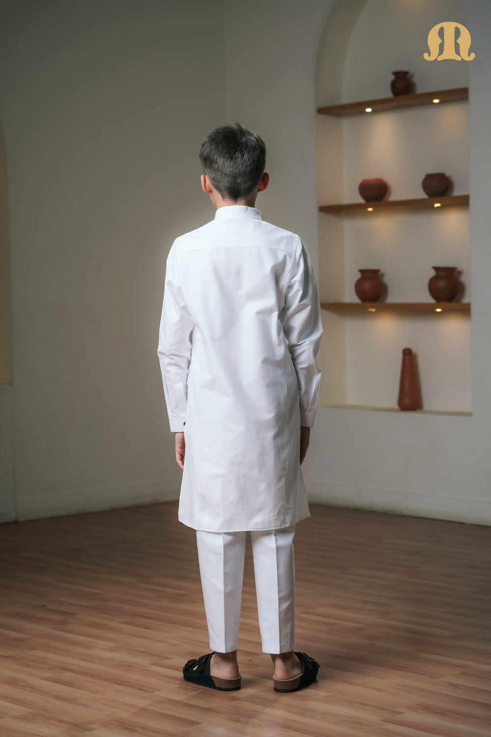 Asiri White Kali Kurta Set Boys