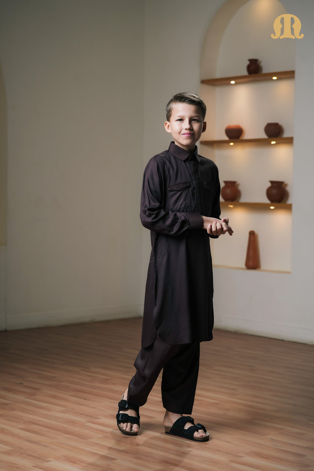 Kikan Brown Pathani Set Boys