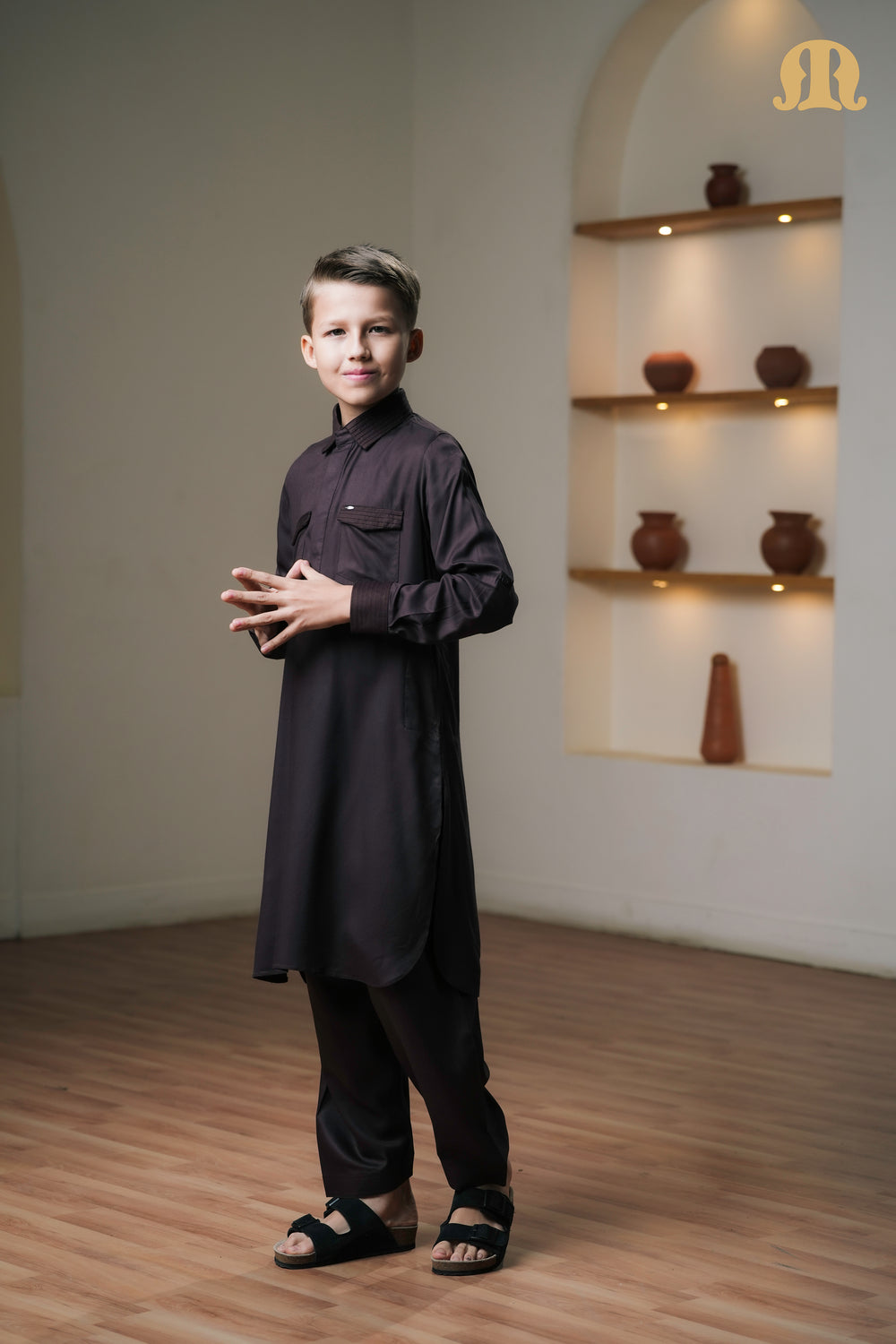 Kikan Brown Pathani Set Boys