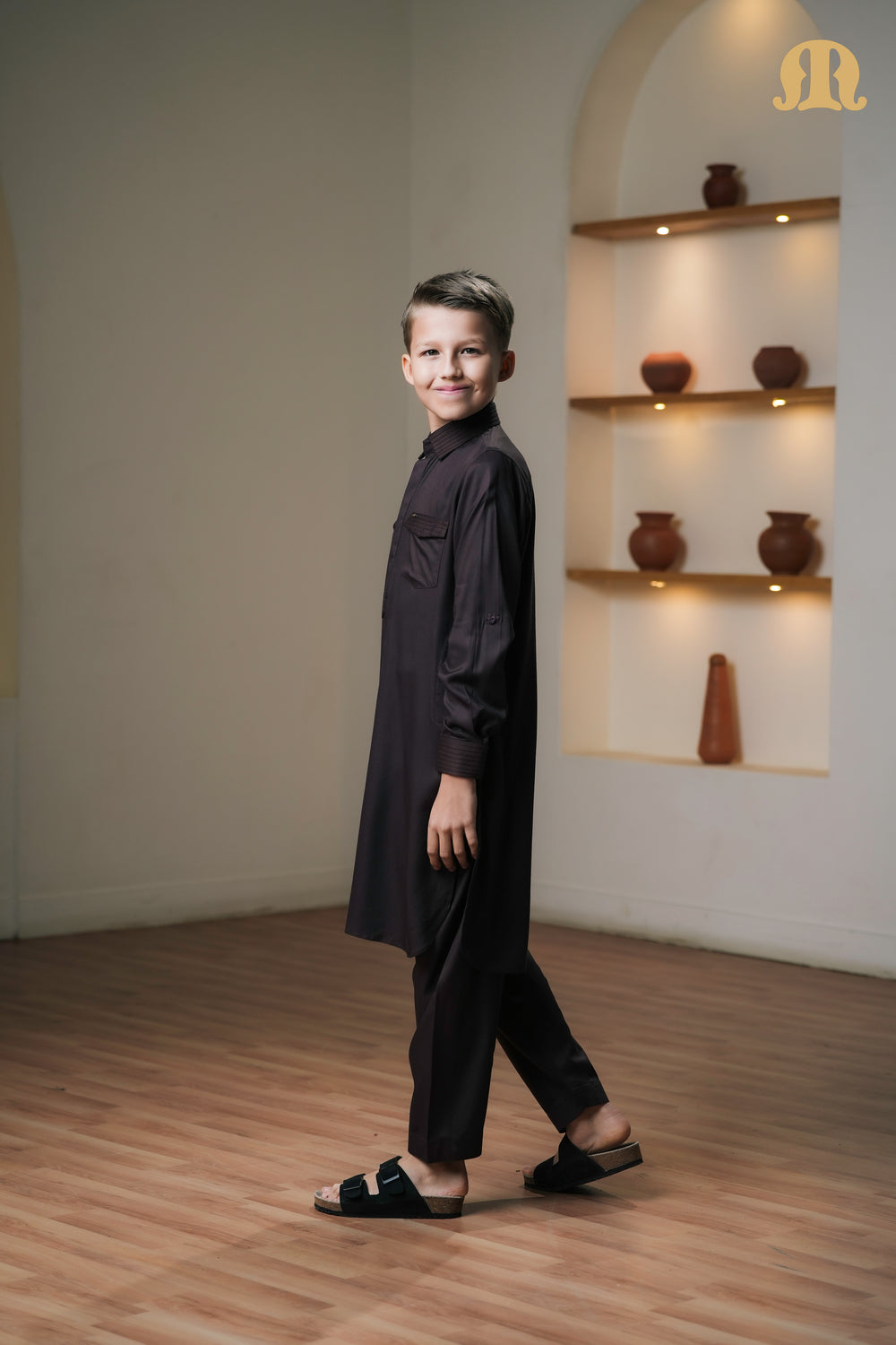 Kikan Brown Pathani Set Boys