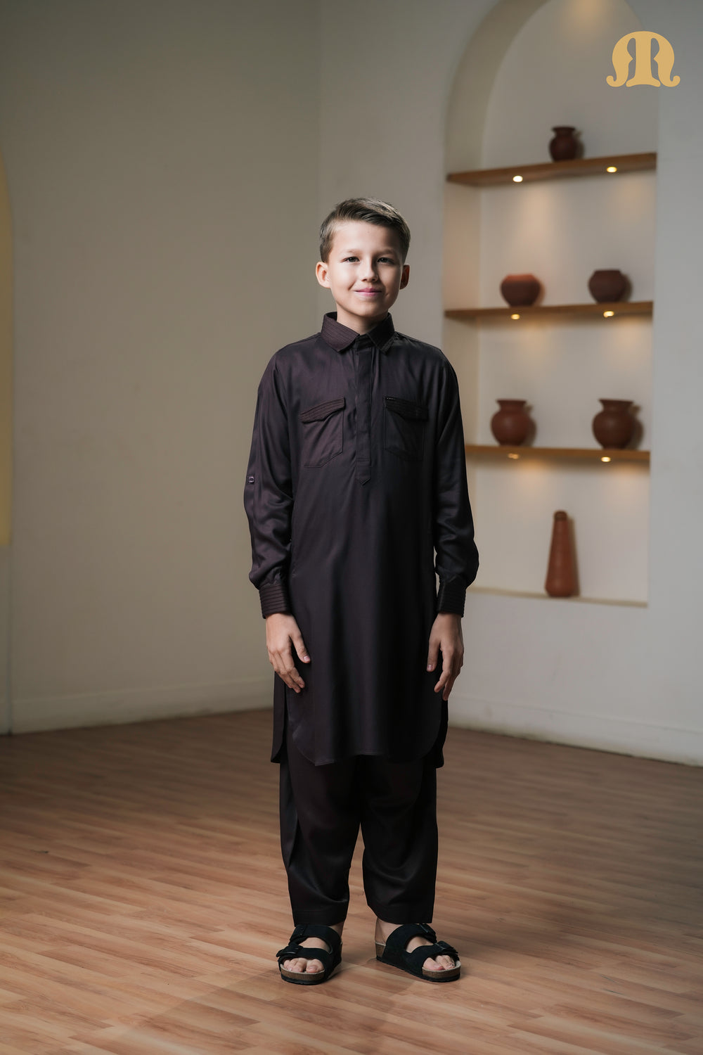 Kikan Brown Pathani Set Boys