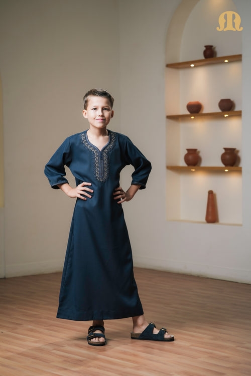 Navy Maksur Moroccan Thobe Kids