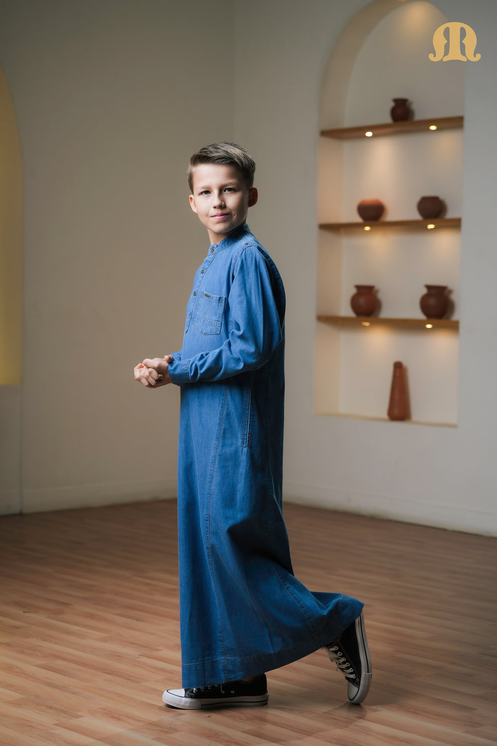 Navy Migi Denim Thobe Boys