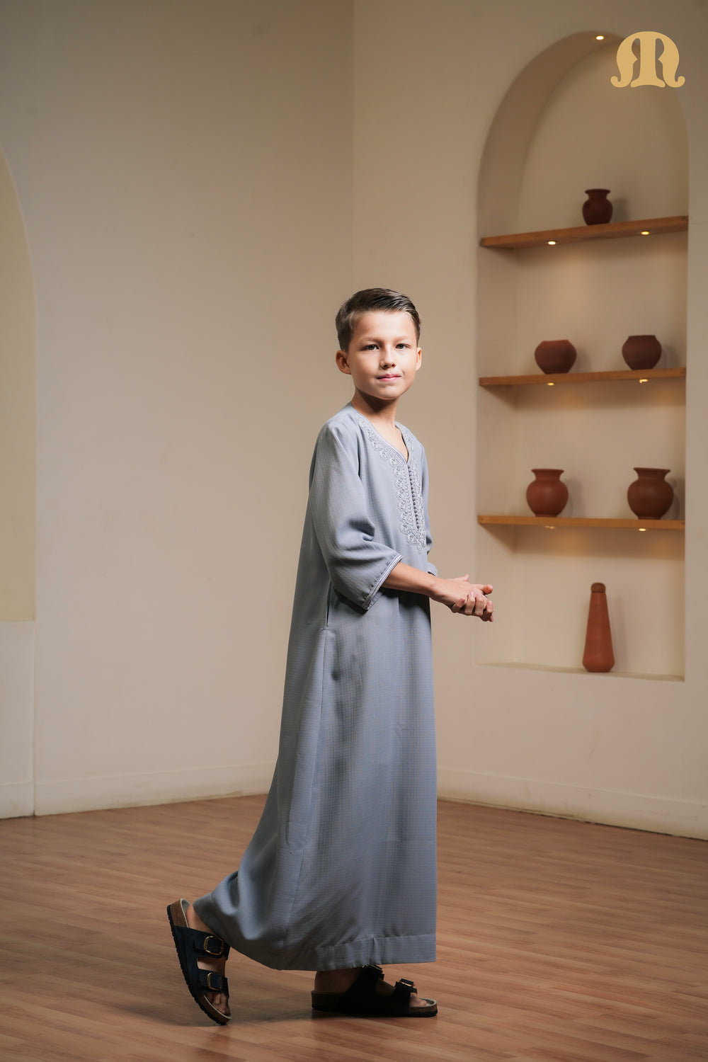 Grey Naqi Moroccan Thobe Boys