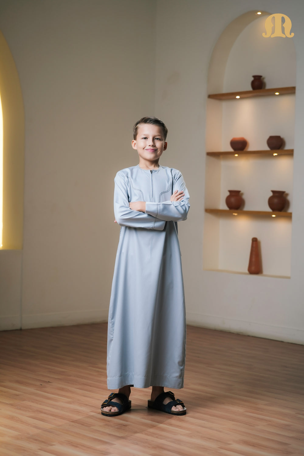 Kurvig Omani 2.0 Light Grey Thobe Kids