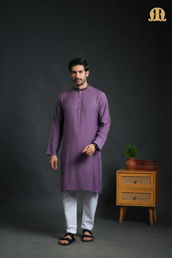 Yavan Embriodered Purple Kurta Set Men