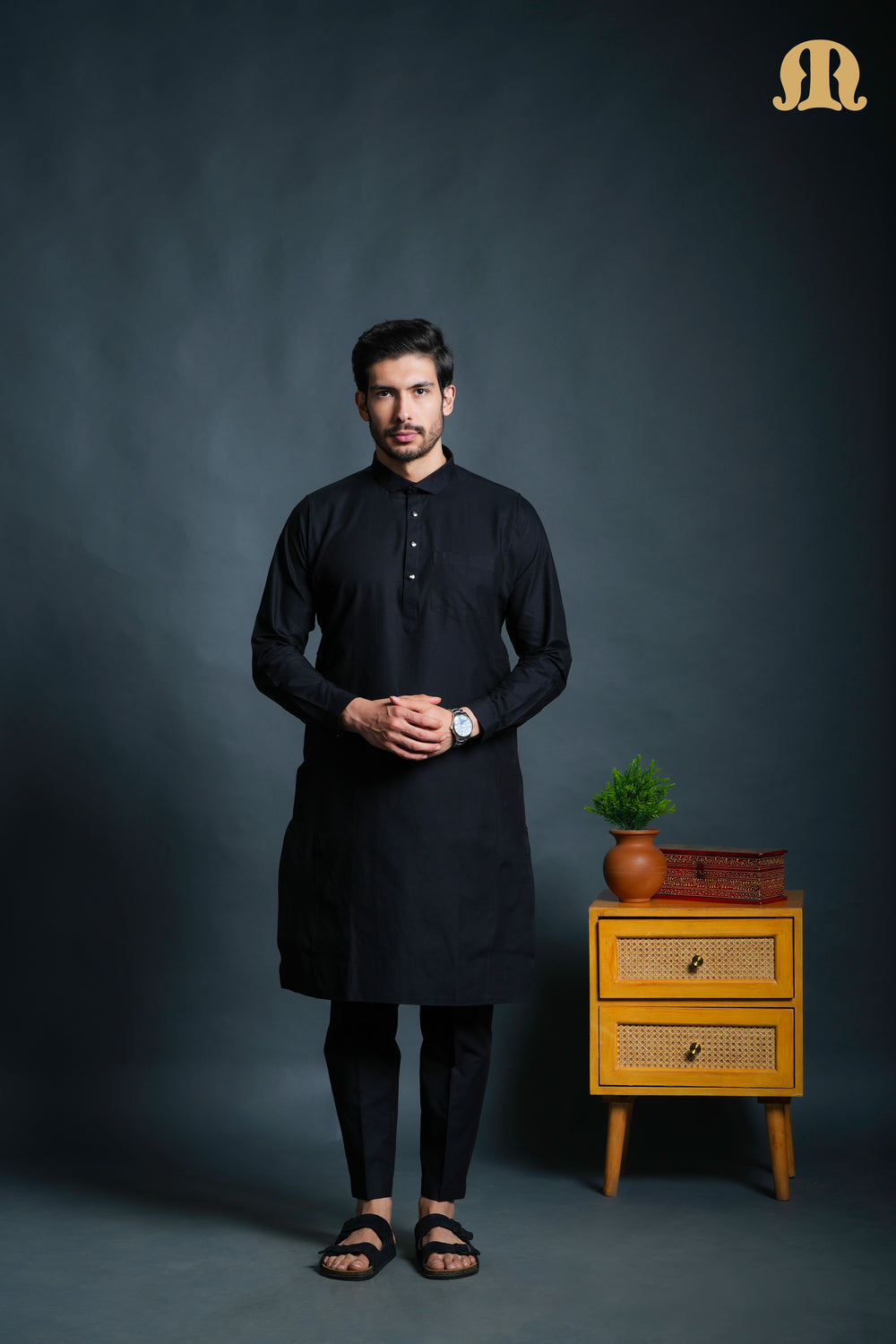 Asiri Black Kali Kurta Set Men