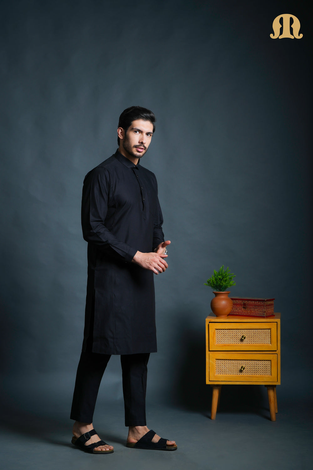 Asiri Black Kali Kurta Set Men