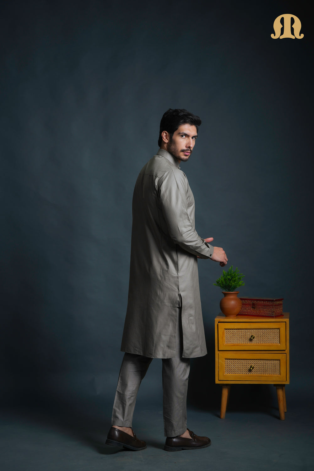 Asiri Grey Kali Kurta Set Men