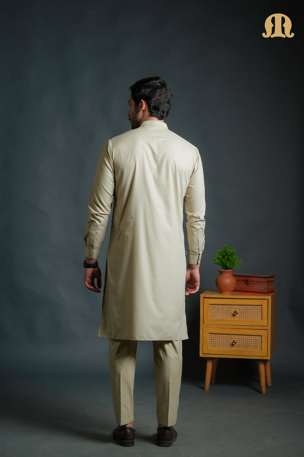 Sobrio Embroidered Light Green Kurta Set Men
