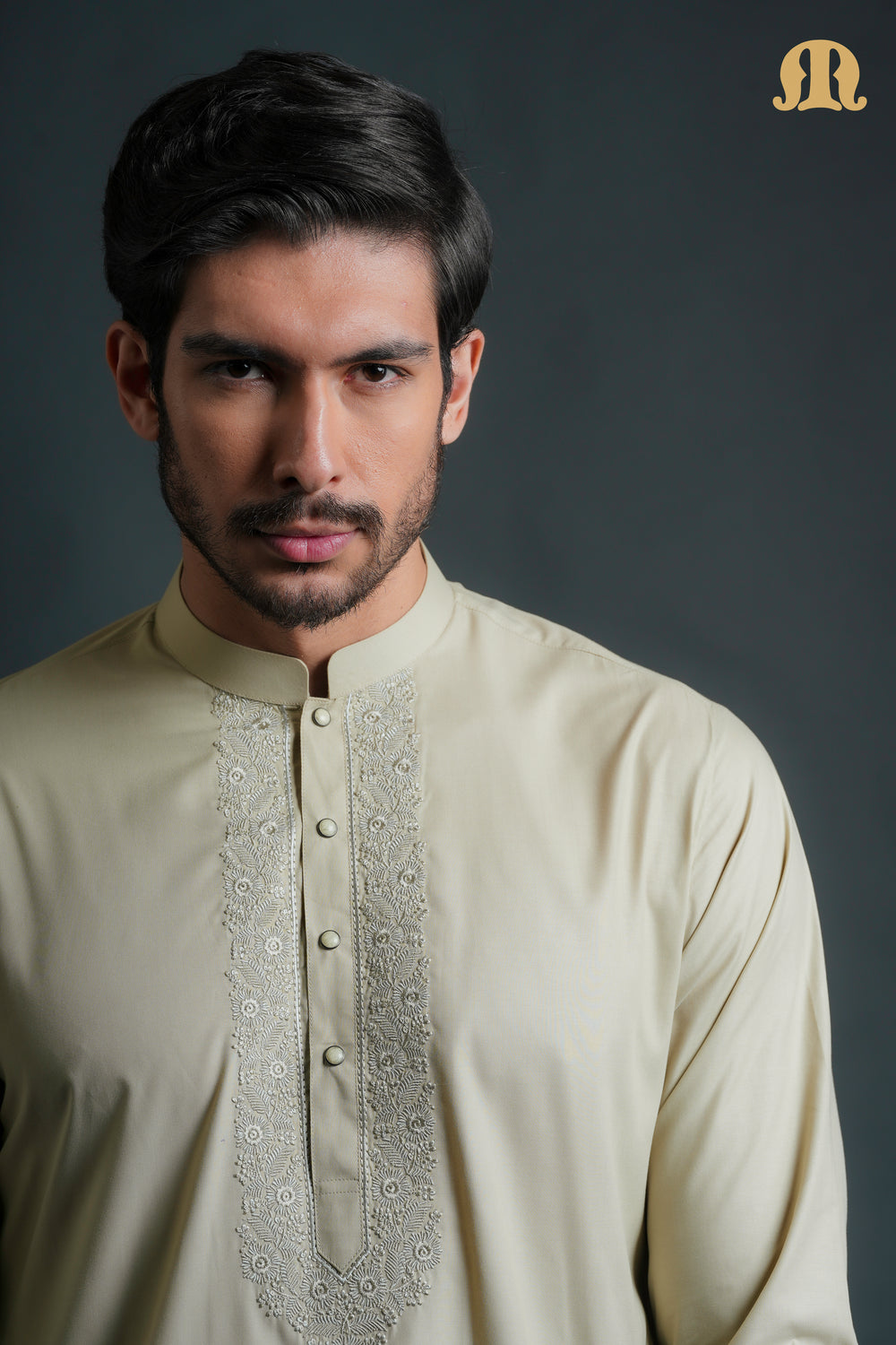 Sobrio Embroidered Light Green Kurta Set Men