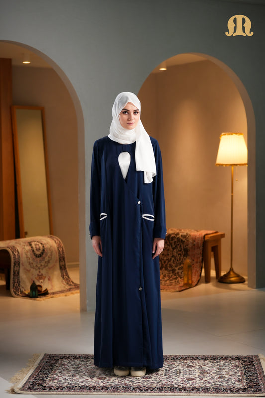 Nayef Coat Style Abaya Navy Blue