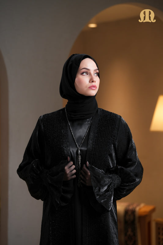 Aziza Two Piece Abaya Black