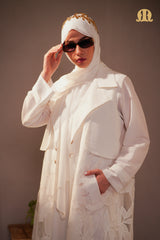 Jardin Abaya  White With Jacket