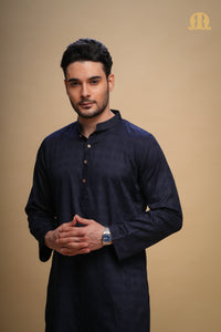 यामुक कुर्ता नेवी ब्लू सेट पुरुषों के लिए