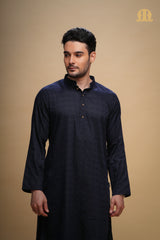 Yamuk Kurta Navy Blue Men