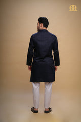 Yamuk Kurta Navy Blue Men