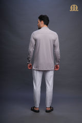 Asticus Knitted Short Kurta L Grey Men